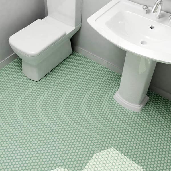 Metro 1 in. Hex Matte Light Green 6 in. x 6 in. Porcelain Mosaic Take Home Tile Sample