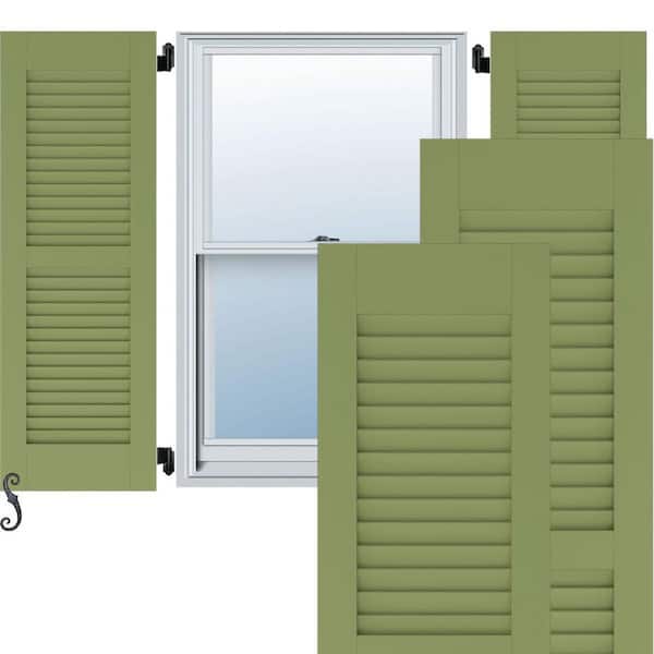 Ekena Millwork 12-in W x 72-in H Americraft Two Equal Louver Exterior Real Wood Shutters (Per Pair), Moss Green