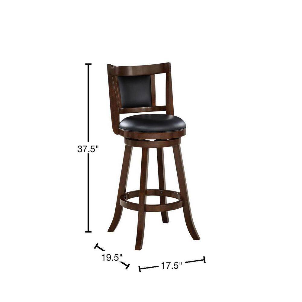 Cappuccino Brown Leather Swivel Barstool with Footrest