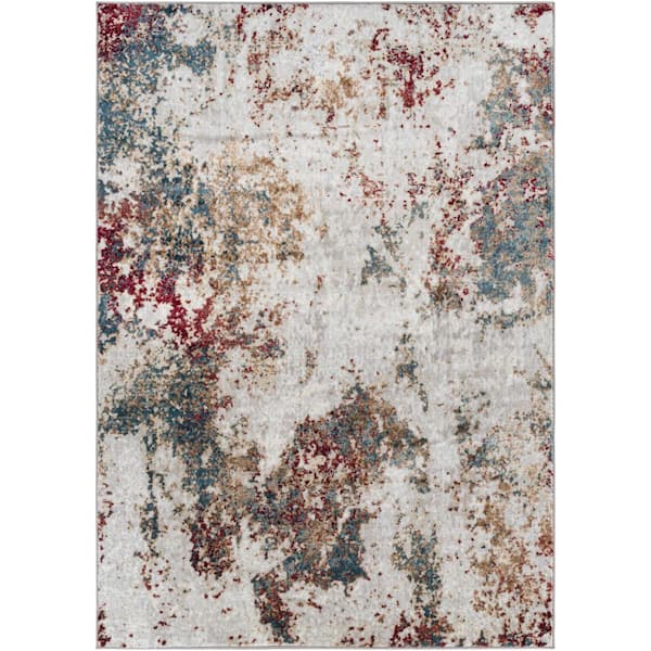 Livabliss Anthony Dark Red/Grey 9 ft. x 12 ft. Indoor Area Rug