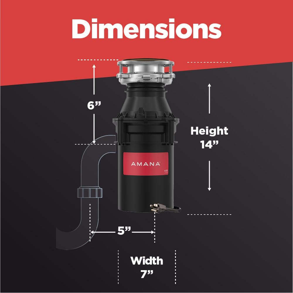 Amana 1/3 HP Continuous Feed Garbage Disposal with Power Cord