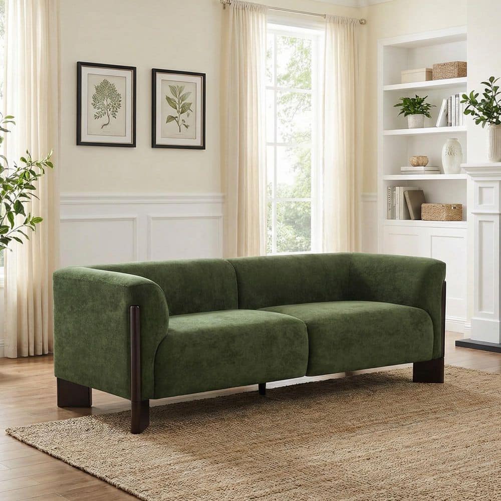Uixe Luxury 81.1 in. Flared Arm Chenille Rectangle 2-Seater Sofa
