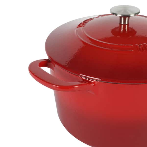Martha Stewart Enameled Cast Iron 7 Quart Dutch Oven With Lid In Red