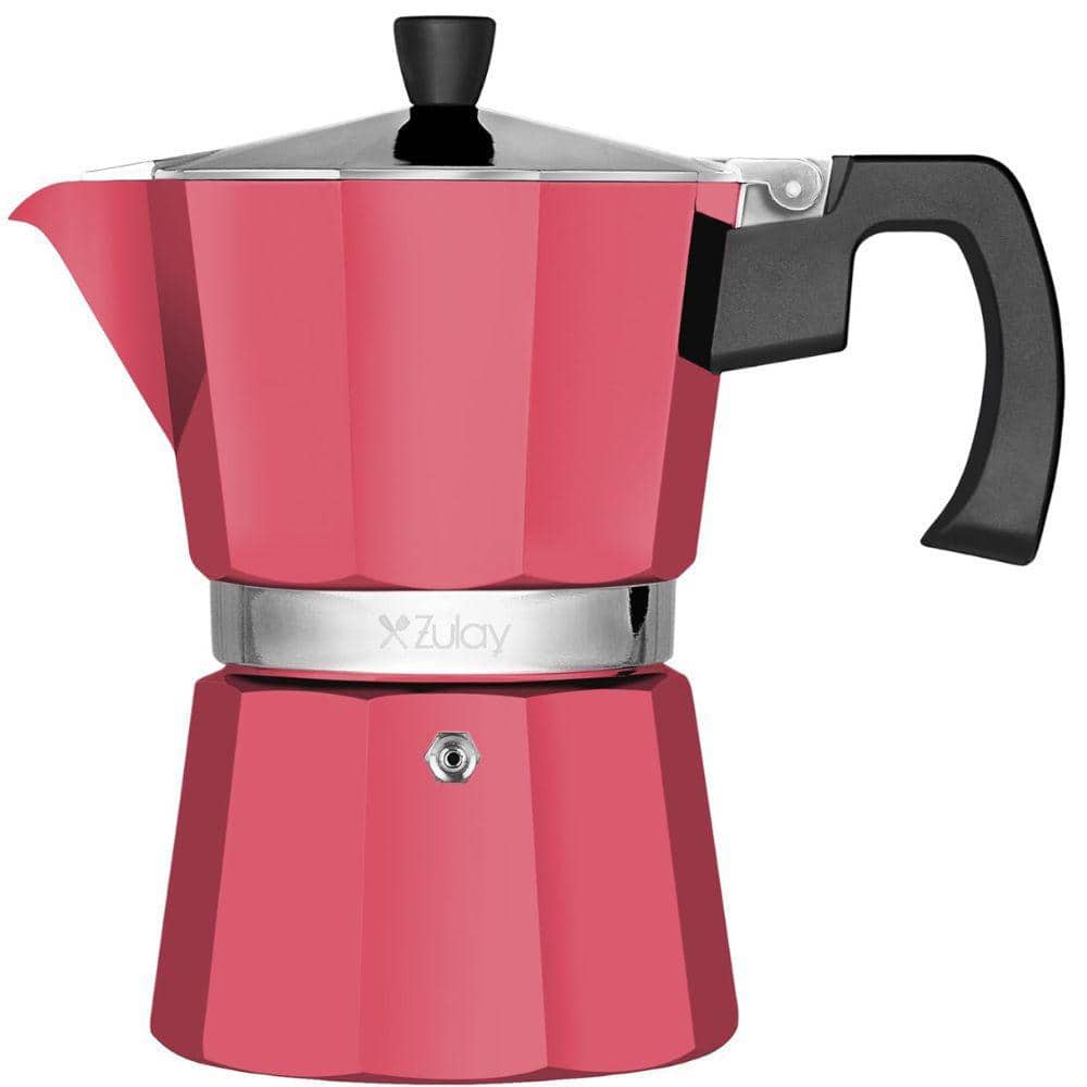 Zulay Kitchen 3-Cup Premium Moka Pot Stovetop Espresso Maker-Red Z