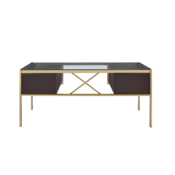 Clear Glass & Gold ACME Furniture Huyana Desk Clear Glass & Gold ACME Furniture Huyana Desk