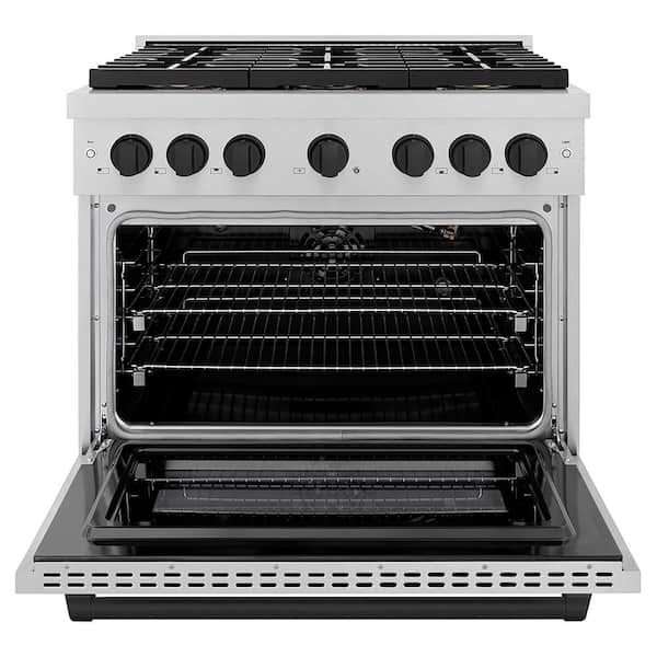 Autograph 36 in. 5.2 cu. ft. Paramount Gas Range with 6-Burner Cooktop and Gas Oven in Satin Stainless and Matte Black