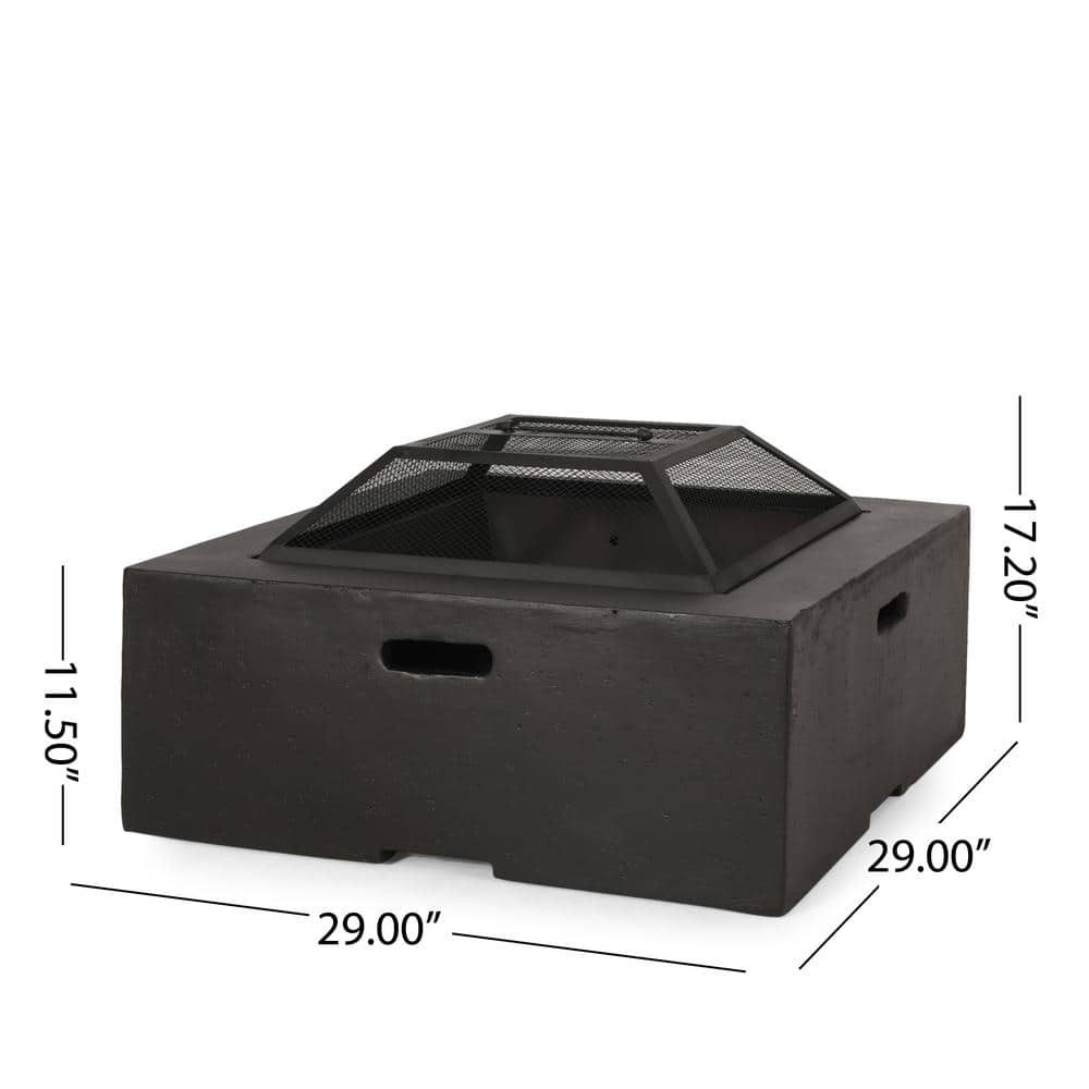 Gray Concrete Square Wood Burning Fire Pit