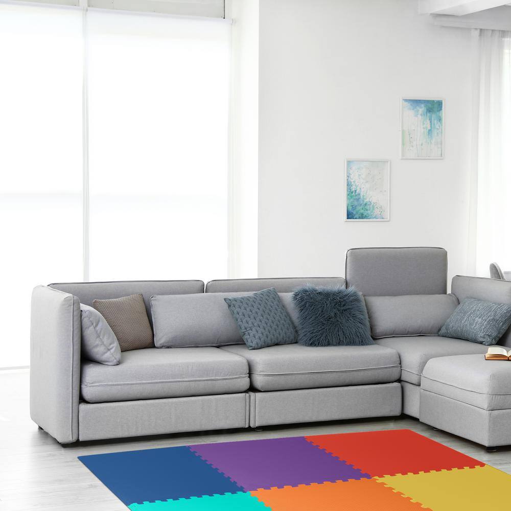 Multicolor EVA Foam Interlocking Exercise Floor Mat, 24 Sq Ft