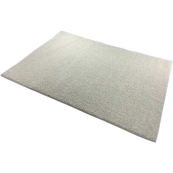 Shaggy 5 ft. x 7 ft. Ivory Solid Synthetic Rectangle Area Rug