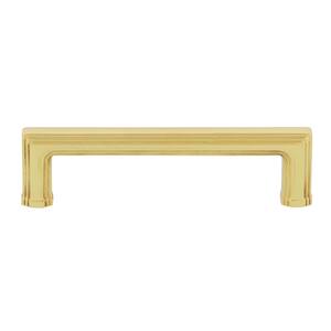 4 in. (102 mm) Unlacquered Brass Carre Drawer Handle Pull