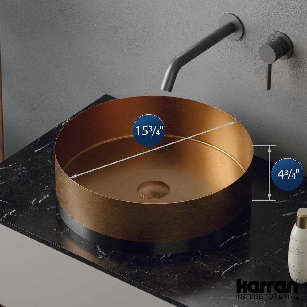 Brushed Copper and Gunmetal Grey Circular Vessel Sink