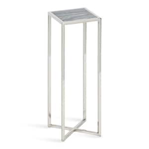Jaspur 6.70 in. D Silver 21.00 in. H Square Marble End Table