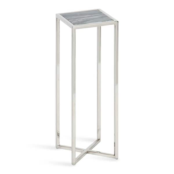Kate and Laurel Jaspur 6.70 in. D Silver 21.00 in. H Square Marble End Table