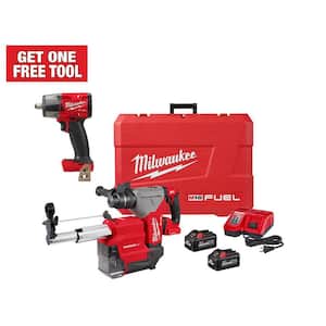 M18 FUEL 18V Lithium-Ion Brushless 1-1/8 in. Cordless SDS-Plus Rotary Hammer/Dust Ext Kit w/FUEL 1/2 in. Impact Wrench