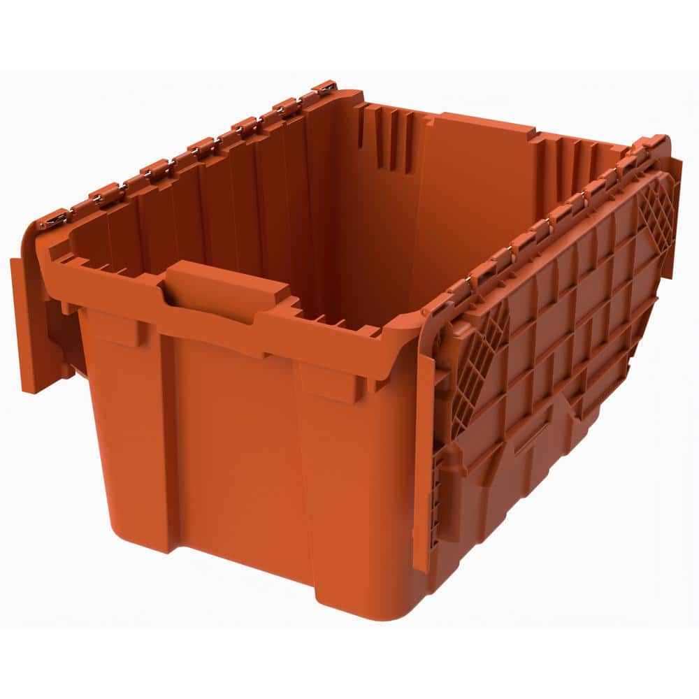  12 Gallon Heavy-Duty Flip Tote Storage Container (PACK OF 4) -  Red, Commercial Flip Top Tote, Industrial Plastic Storage Tote - 21 in. L x  15 in. W x 12in.