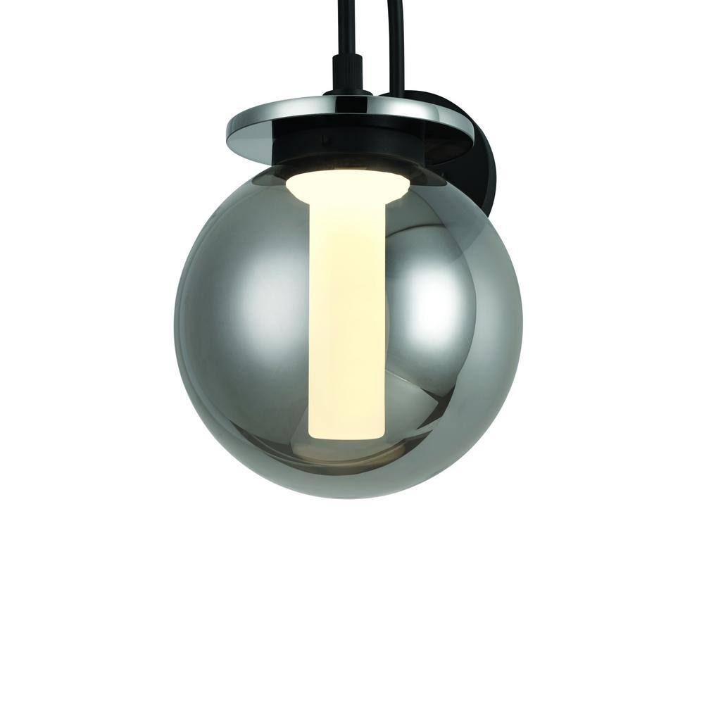 Black Smoke Glass Globe Dimmable LED Wall Sconce