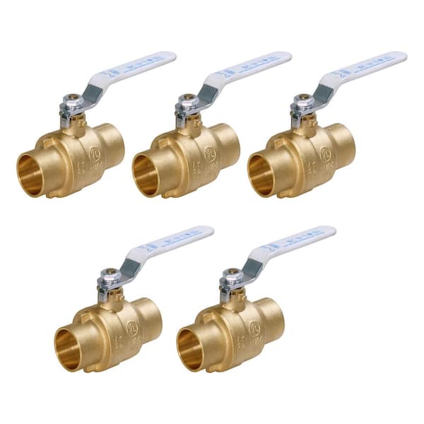 PLUMBFLEX 1 in. SWT x 1 in. SWT Premium Brass Full Port Ball Valve (5 Pack)