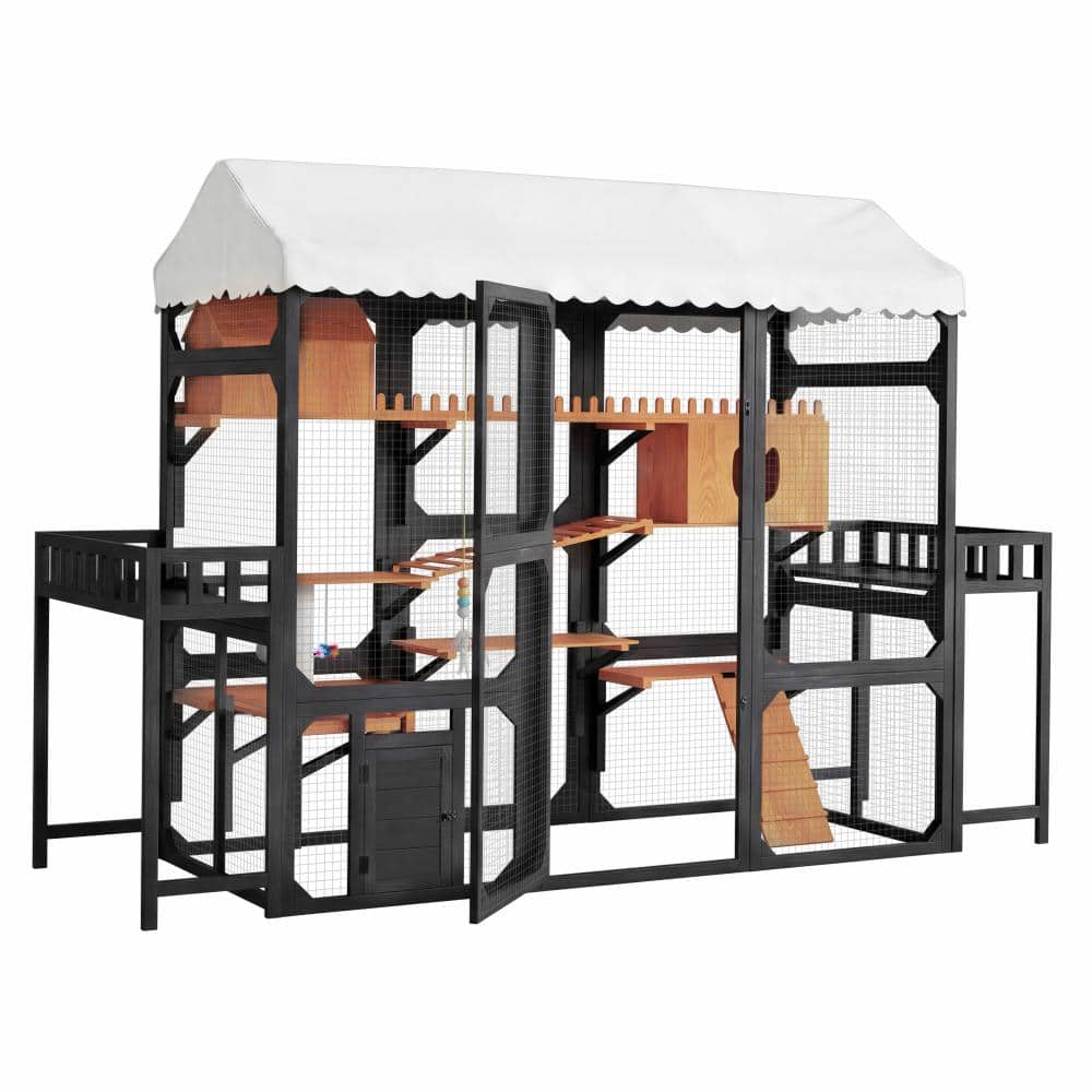 9 ft. W x 3 ft. D Greenhouse Outdoor Cat Enclosure with 2 Plant Stands,Climbing Ramps and Wire Mesh,Black price history on PriceWatchPro