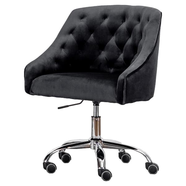 Best Master Furniture Dulce Black Velvet Swivel Task Chair with Silver ...