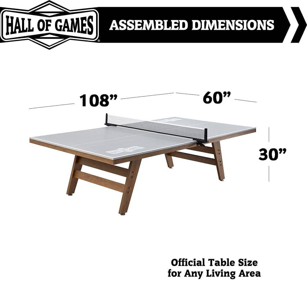 Gray and Brown Regulation Size Indoor Ping Pong Table with Net