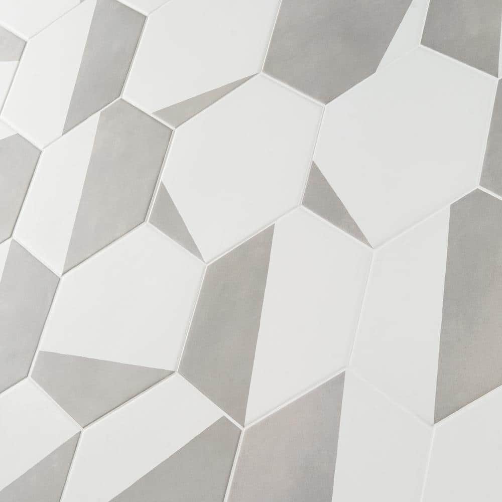 GeoHex Burst 8" Hexagon Matte Porcelain Floor and Wall Tile