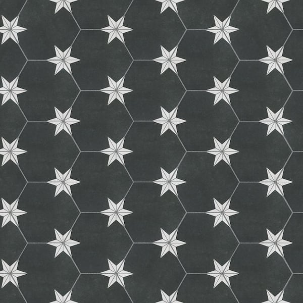 Merola Tile Stella Hex Night 8-5/8 in. x 9-7/8 in. Porcelain