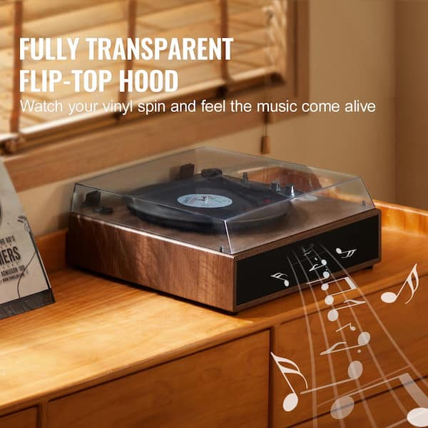 Bluetooth Record Player Retro 3-Speed Turntable With Built-in