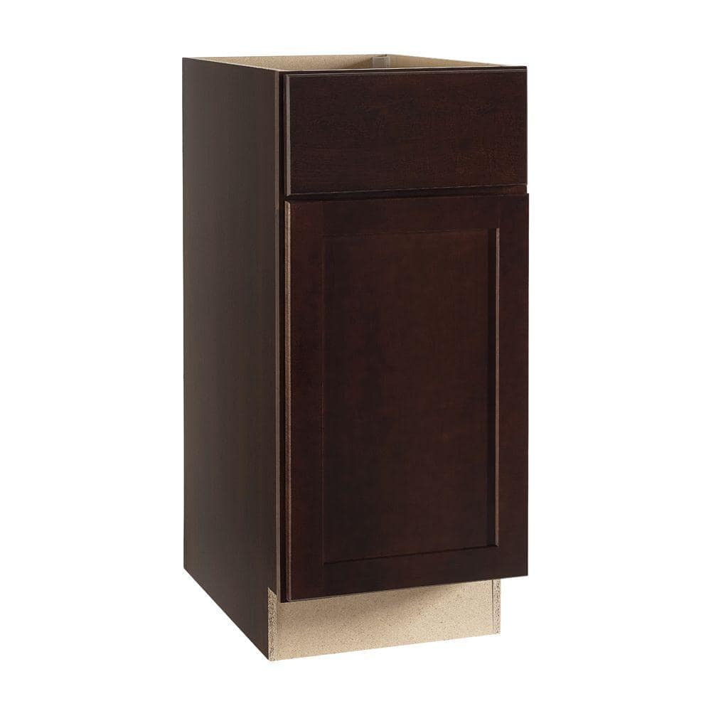 Hampton Bay Shaker 15 In W X 24 In D X 34 5 In H Assembled Base   Java Hampton Bay Assembled Kitchen Cabinets Kb15 Sjm 64 1000 