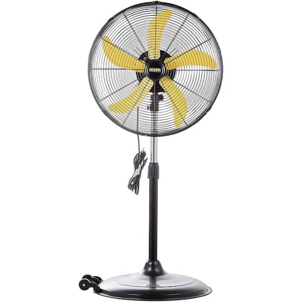 20 in. 3 Speeds High Velocity Oscillating Pedestal Fan in Yellow with 1/5 HP Powerful Motor, 5000 CFM