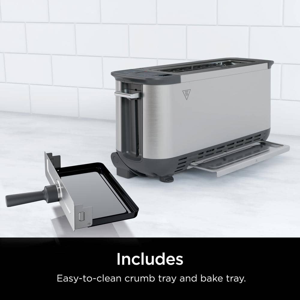 Ninja Ninja Foodi 2-in-1 Flip Toaster, 2-Slice Capacity, Compact Toaster Oven with Reheat and Defrost Functions, 1500 Watts, Stainless Steel