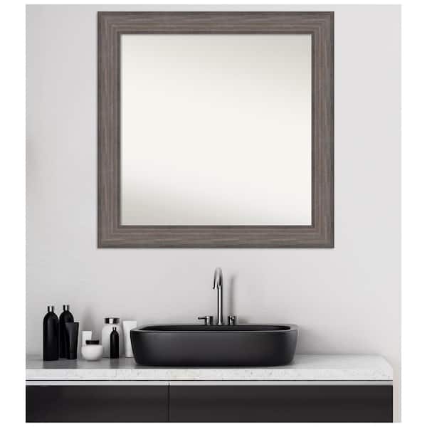 Amanti Art Medium Rectangle Distressed Brown Modern Mirror (30.25 in. H x 30.25 in. W)