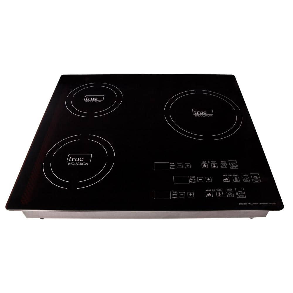 True Induction TI-3B 24 in. Triple Element Black Induction Glass-Ceramic Cooktop 3300W 858UL Certified