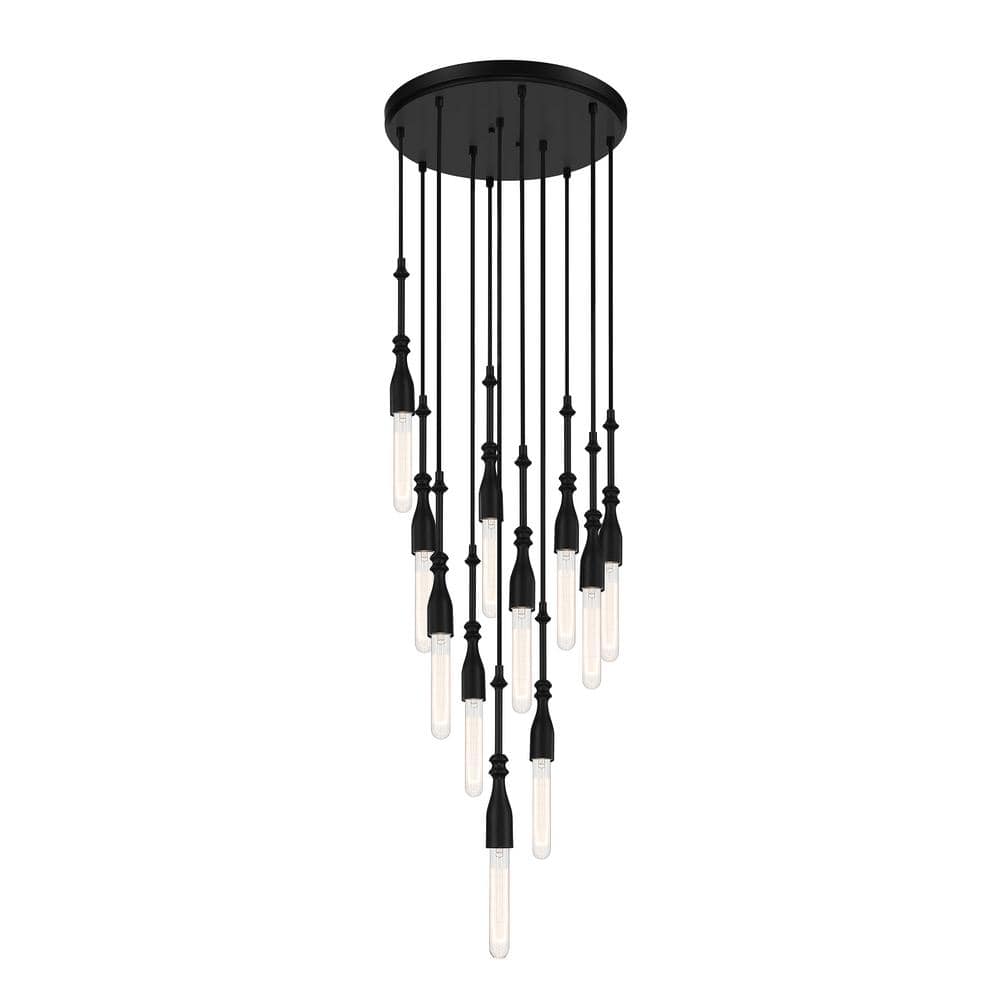 Louise Matte Black 11-Light Steel Chandelier