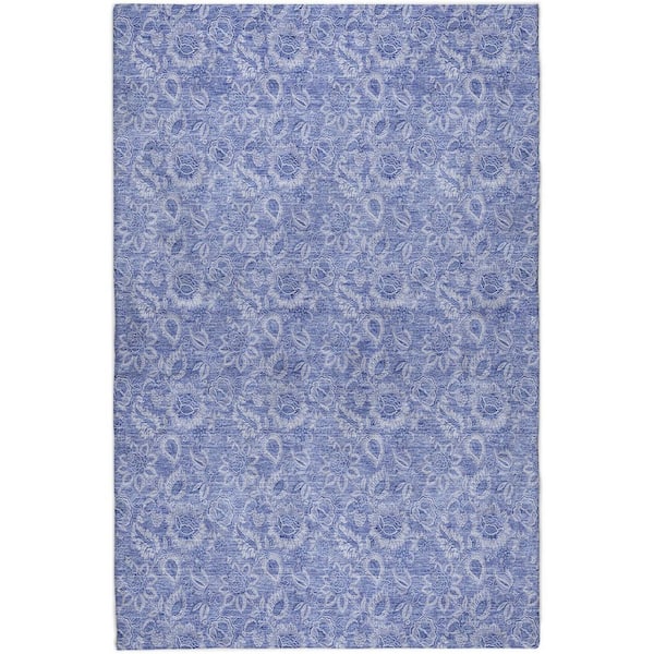 Dream Shag Premium Machine Washable Abstract ADS662 Denim 9 ft. x 12 ft. Area Rug