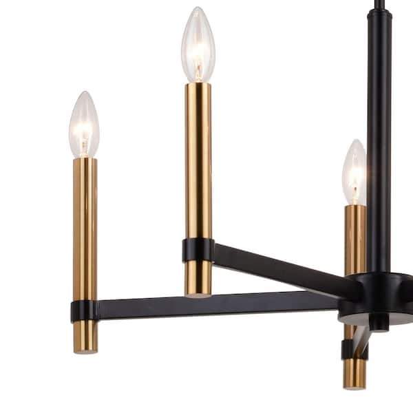 VAXCEL Damen 5-Light Matte Black and Natural Brass Contemporary Candle  Chandelier H0267 - The Home Depot