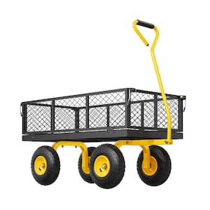 900 lb Steel Garden Cart with Removable Sides 10 in. Tires and Rotating Handle
