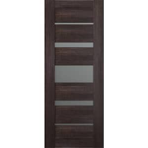 Vona 07-03 18 in. x 84 in. No Bore 5-lite Frosted Glass Veralinga Oak Wood Solid Composite Core Interior Door Slab