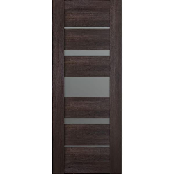 Belldinni Vona 07-03 24 in. x 84 in. No Bore 5-lite Frosted Glass Veralinga Oak Wood Solid Composite Core Interior Door Slab
