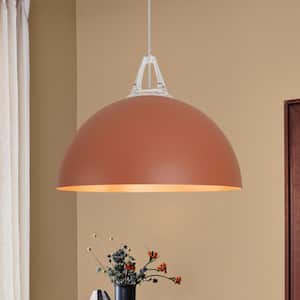 Forma 17.7 in. 1-Light Modern Rust Orange Pendant Light with Metal Dome Shade, Nordic Hanging Light for Kitchen Island