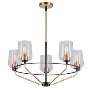 Palmer 5-Light Black and Soft Gold Chandelier with Clear Glass