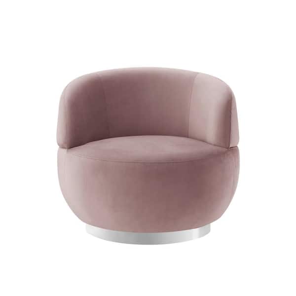 Inspired Home Ilana Blush/Chrome Accent Chair Swivel Velvet 33L x 33W x 30H