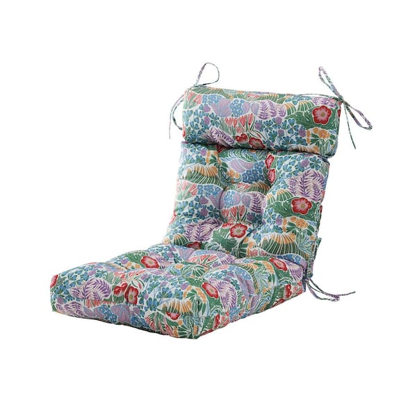 ARTPLAN Adirondack Cushions, 23x21x4"Wicker Tufted Cushion for High Back Chair, Indoor/Outdoor Patio Furniture, Floral