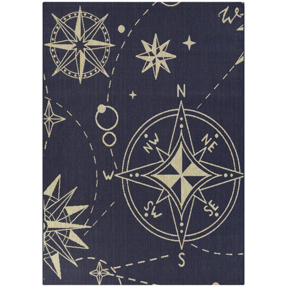 Rozalie Navy Blue 7 ft. 10 in. x 10 ft. Nautical Indoor/Outdoor Area ...