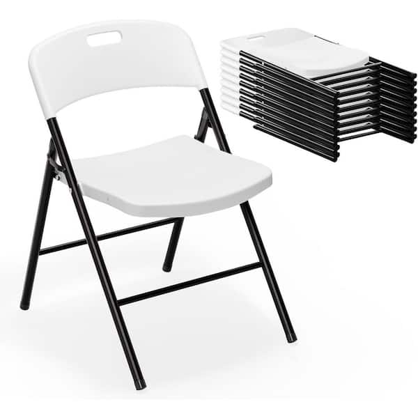 White Plastic Stackable Folding Chair Dining Chair (Set of 10)