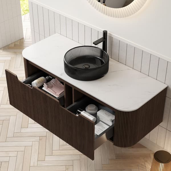 TCYO 48 in. Wall-Mounted Dark Walnut ...