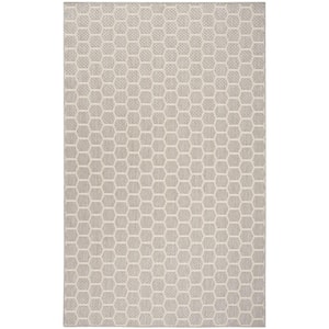 Reversible Indoor Outdoor Grey 5 ft. x 7 ft. Honeycomb Contemporary Area Rug