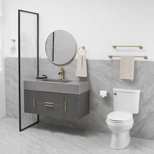 5-Piece Modern Bath Hardware Set with Towel Ring Toilet Paper Holder Towel Hook and Towel Bar Wall Mount in Brushed Gold