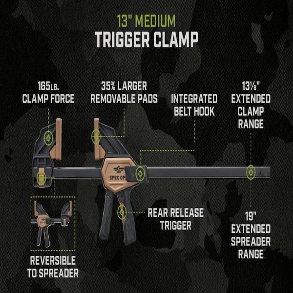SPEC OPS 13 in. 165 lbs. Trigger Clamp Set (2 Piece), 3-1/8&quot