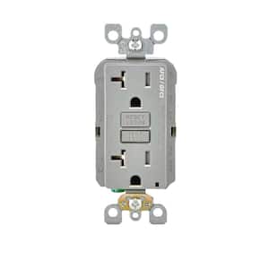 20 Amp 125-Volt Duplex Self-Test SmartlockPro Tamper Resistant AFCI/GFCI Dual Function Outlet, Gray
