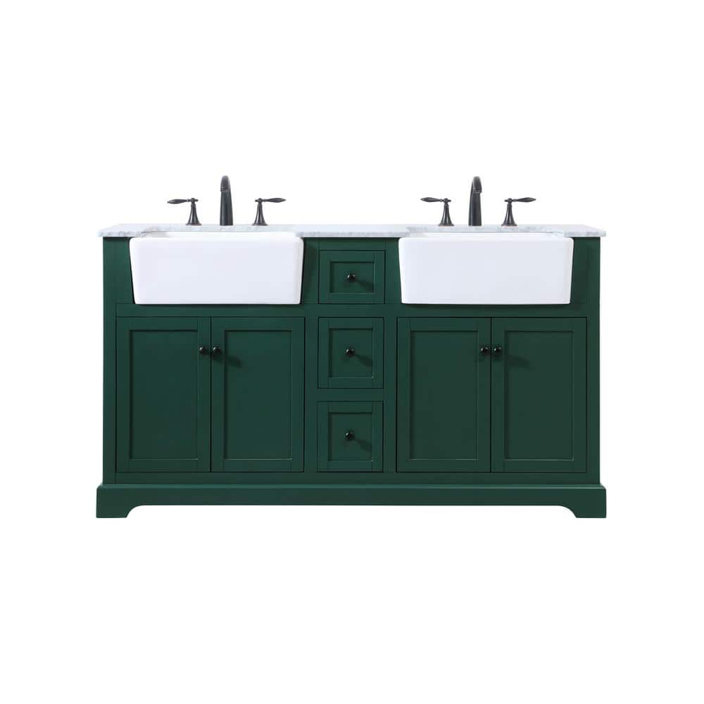 Simply Living 60 in. W x 22 in. D x 34.75 in. H Bath Vanity in Green with C